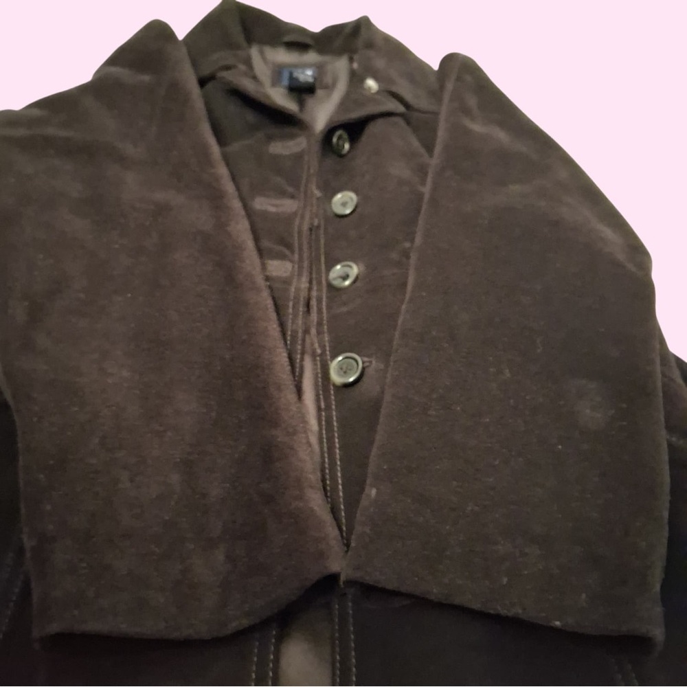 GAP Spring Leather Belted Jacket Dark Brown Mid-Length | Women's Size: Large - Picture 13 of 16